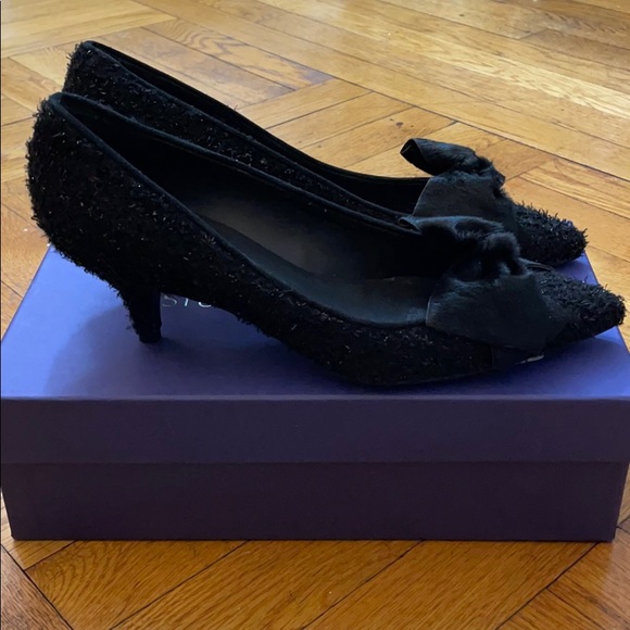 NWT Stuart Weitzman Bowcozy Black Boucle Heels - Picture 7 of 14